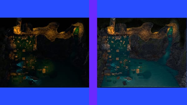 two images showing the difference in lighting maps